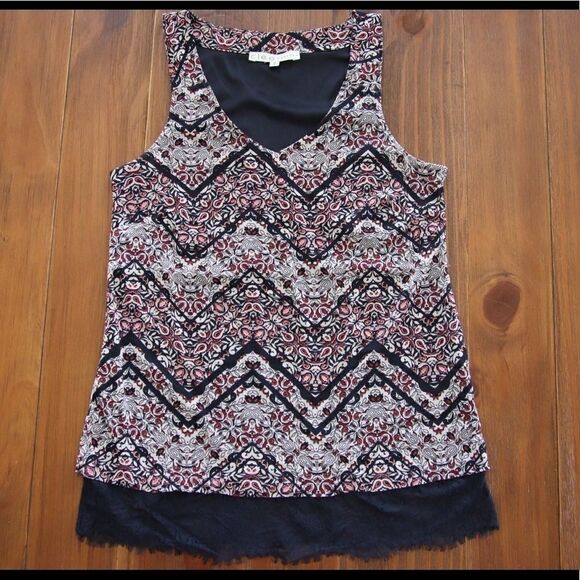 CLEO Petite Patterned Tank with Lace Size Extra Small Petite. - Picture 5 of 9